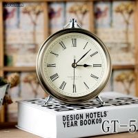 (Gold Seller) NOOLIM Bronze Metal European Alarm Clock Creative Desktop Decoration Mute Table Clock Roman Word Desktop Retro Small Clock