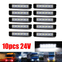 10ชิ้น24โวลต์รถเครื่องหมายด้านข้างแสงภายนอกไฟสีขาว6 SMD LED อัตโนมัติรถบรรทุกรถบรรทุกตัวบ่งชี้รถพ่วงไฟท้ายด้านหลังโคมไฟ