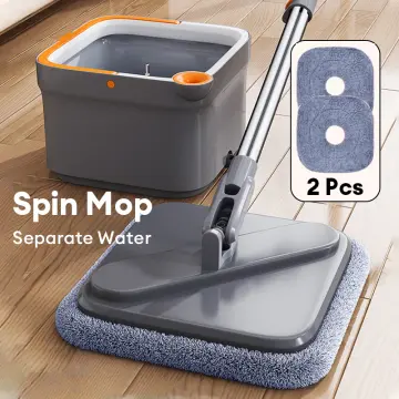 With 5pcs Mop Cloths, Square Separation Of Clean & Dirt Water Mop Bucket,  Hands-free Home Cleaning Tool