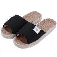 Comwarm House Cotton Slippers For Women Men Autumn Linen Slides With Arch Support Non-slip EVA Foam Sole Open Toe Indoor Shoes