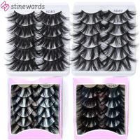 STINEWARDS SKONHED 5คู่ Peralatan Rias Veganand โหดร้ายโหดร้าย Wispies Fluffies ขนตาปลอม Lash Extension ที่น่าทึ่งยาว5D ขนตามิงค์ปลอม