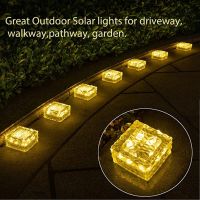 2/4pcs Solar Brick Light Outdoor Waterproof Solar Led Light Clear Ice Cube Lights Stair Step Yard Patio Lawn Garden Decor Light