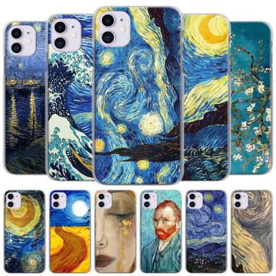 [สินค้าใหม่ในสต็อก] ภาพวาด S Tarry Night Gogh กรณีโทรศัพท์สำหรับ iPhone 12 Mini 11 13 14 Pro Max X XR XS MAX สำหรับ iPhone 7 8พลัส5 5วินาที SE ปก