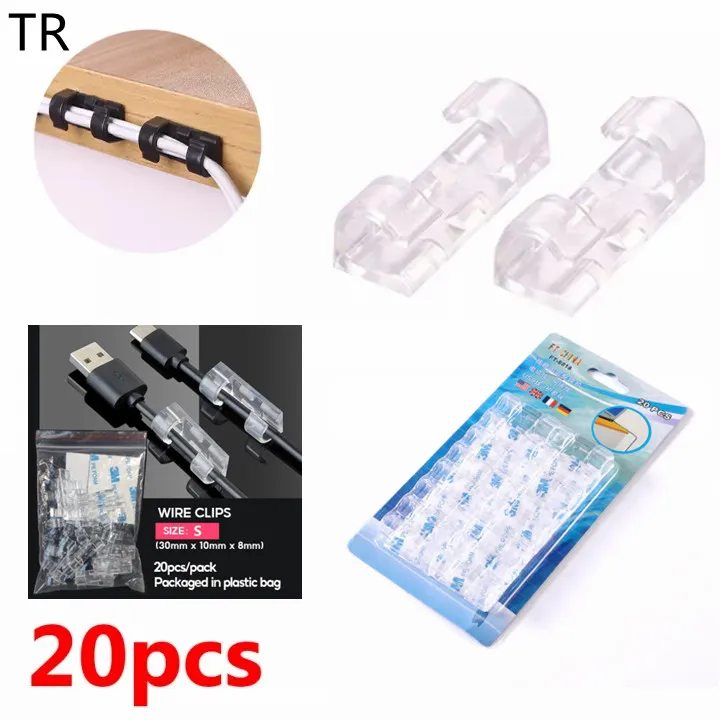 【TR】20pcs Desktop Wire Holder Sleeve Data Telephone Line Cable