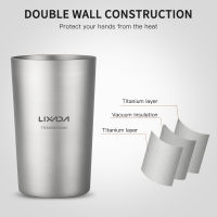 Motalik Lixada Double Wall ไทเทเนียมแก้วเบียร์น้ำถ้วยชาสำหรับ Home Office ตั้งแคมป์เดินป่าแบกเป้