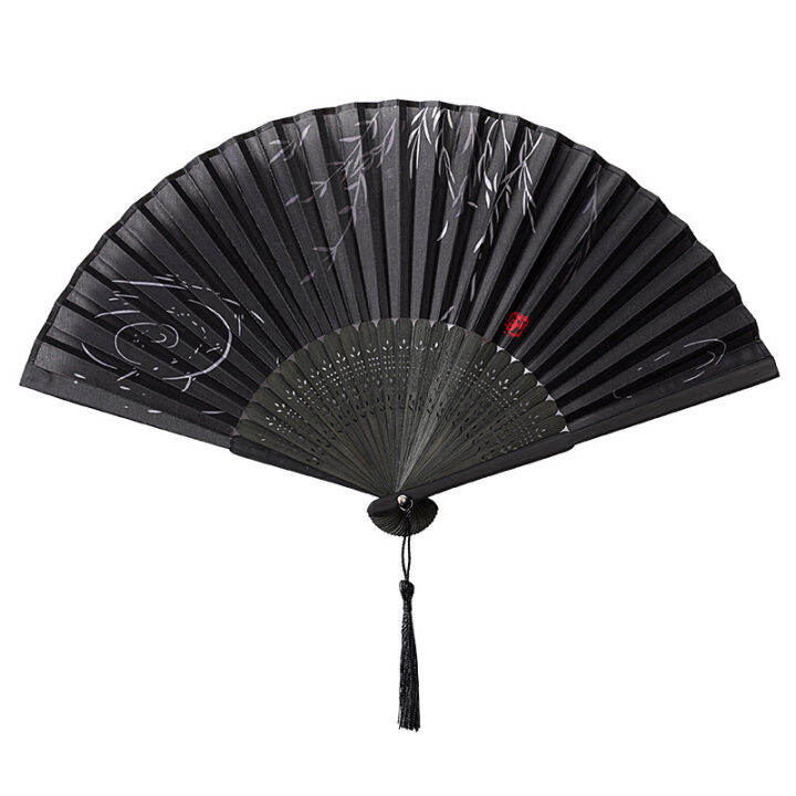 chinese-style-summer-portable-tassel-fan-foldable-fan-ancient-style-hanfu-mens-hanfu-childrens-dance-small-bamboo-fan-rws3