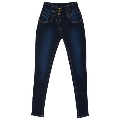 Women New Fashion High Waisted Slim Fit Jeans High Elasticity Stretch Skinny Denim Pencil Pants Trousers Indigo