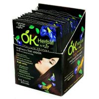 OK Herbal Shampoo แชมพูปิดผมขาว โอเคเฮอเบิล 12 ซอง สีน้ำตาลเข้ม (1 กล่อง)