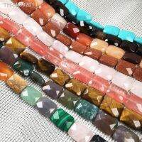 ✓◊♀ 12pcs Rectangle Faceted Natural Damation Jaspers Rainbow Tiger Eye Clear Quartzs Semi-Precious Stone Beads 20cm Size 12x16mm