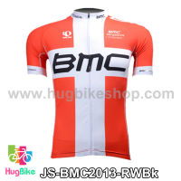 เสื้อจักรยานแขนสั้นทีม BMC 2014 สีแดงขาวดำ