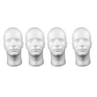 4Pcs Foam Male Head for Headsets Hairpiece F/Salon Male Foam Mannequin Wig Head