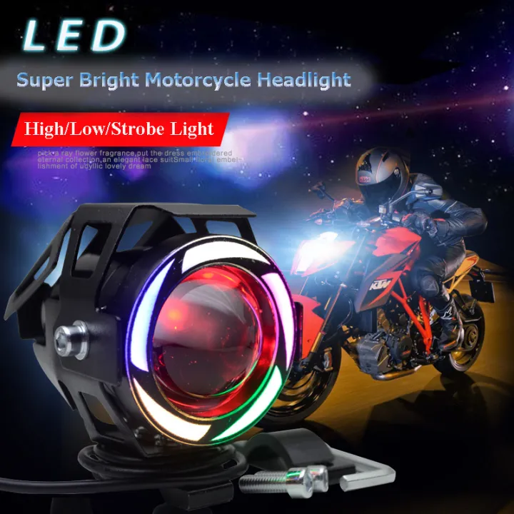 Motorcycle modified headlights led external flashing lights strong beam