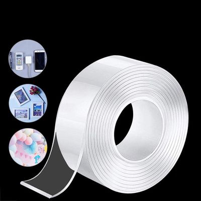 Double sided Nano Tape Transparent No Trace Reusable Waterproof Cleanable Adhesive Tape Kitchen 1M/2M/3M/5M Wall Stickers Tapes
