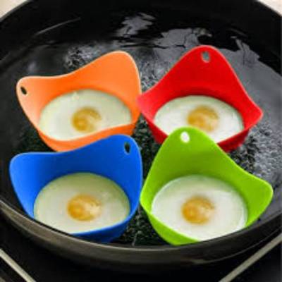 ถ้วยซิลิโคนทำไข่น้ำ ไข่ต้ม ไข่ลวก ไข่ตุ๋น หรือไข่ดาว ในน้ำต้มเดือด 1 แพ็ก มี 4 ชิ้น 4 สี เขียว แดง ฟ้า ส้ม