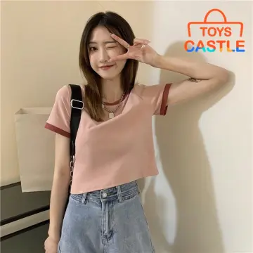 Cute simple crop sales tops