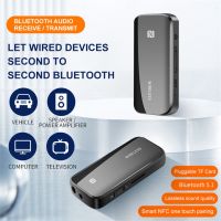 2 IN 1 Bluetooth 5.1 ตัวรับสัญญาณเสียงเครื่องส่งสัญญาณ 3.5 มม. Aux Wireless Stereo Adapter TF Card Player พร้อมไมโครโฟนสําหรับรถ Music Headphon