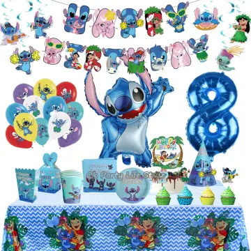 Lilo&Stitch Birthday Party Supplies and Decorations Blue Stitch arty  Supplies Serves 8 Guests with Tablecloth Cake Topper Banner