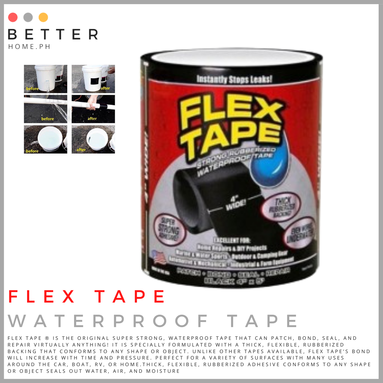 Rubberized Strong Waterproof Tape Instantly Stop Leaks Patch Bond Seal Repair 