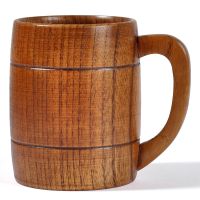 320Ml Classic Style Jujube Wood Beer Mug Personalized Bar Living Room with Handle Wood Beer Mug with Ear