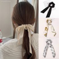 卍 Print Bow Satin Long Ribbon Hairbands Scrunchies Ponytail Scarf Headband Women Elastic Hair Bands Tie Girls Hair Accessories