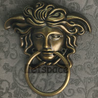 European Retro Surface mounted Human face Drop Ring Wooden Door Handle Gold Silver Rose gold Wooden Chair Sofa Back Ring Pull