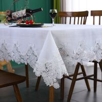 Corinada Table Cover White Linen Cotton Tablecloth Rectangular Flower American Fabric Nordic Tv Cabinet Cloth Lace Pattern Modern