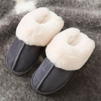 JIANBUDAN Plush warm Home flat slippers Flock soft comfortable winter slippers Mens Womens cotton shoes Indoor plush slippers