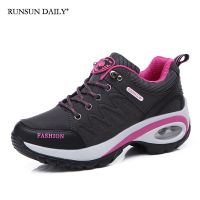 Womens Air Cushion Athletic Walking Sneakers Breathable Gym Jogging Tennis Shoes Fashion Sport Lace Up Platform Tenes Feminino