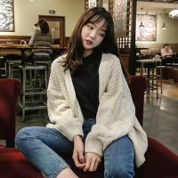 Women Tops knitting Long Sleeved Cardigan Loose Style sweater