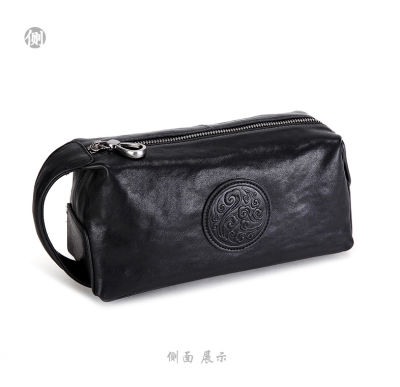 Genuine Leather Clutch Bag Leather New Clutches Bag Men Business Fashion Mobile Phone Bags Black Soft Cotton Versatile Zipper