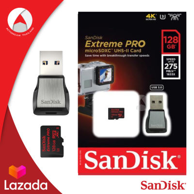 SANDISK EXTREME PRO microSDXC UHS-II Card 128GB อ่าน 275 MB/s เขียน 100 MB/s (SDSQXPJ_128G_GN6M3) เมมโมรี่ การ์ด แซนดิส ใส่ แท็บเล็ต โทรศัพท์ มือถือ สมาร์ทโฟน แอนดรอย Andriod กล้องแอคชั่น Action Camera Drone โดรน กล้องสมรรถนะสูง รับประกัน Synnex Lifetime