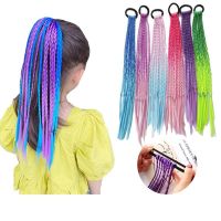 Wig Twist Braid Elastic Hair Bands Girls Colorful Fake Hair Rubber Tie Ponytail Holder Ring Children Headwear Hair Accessories Hair Accessories