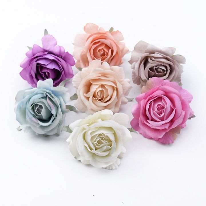 ayiq-flower-shop-ดอกไม้ประดิษฐ์5-10ชิ้นสำหรับการตกแต่งบ้านงานแต่งงานเจ้าสาวทำจากวัสดุหัวกุหลาบไหมข้อมือพวงดอกไม้ประดับคริสต์มาส