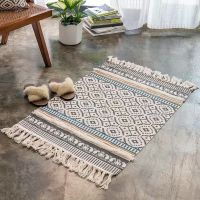 ✴☁ Nordic Minimalist Cotton and Linen Floor Mats Bedroom Bedside Mats Living Room Sofas Coffee Tables Handmade Tassel Carpets