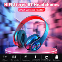 Foldable Wireless Headphones Gaming Headsets 3D Surround Gamer Wired Earbuds with 40mm Driver Shocking Bass Support TF Card LED