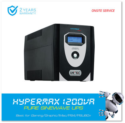 Pure SINEWAVE UPS HyperMax 1200VA/840W สำหรับคอมทุกชนิด คอมกราฟฟิก คอมประกอบ คอมเกมส์ Power Supply 80+ รองรับงาน Game/Graphic/iMac/PS4/xbox/ ประกัน 2 ปี Onsite Service