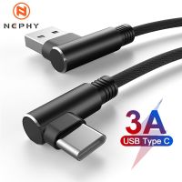 3A Nylon USB C Cable 90 Degree Fast Charger USB Type C Cable for Xiaomi Samsung Galaxy S22 S21 S20 Plus Mobile Phone USB-C Cord Wall Chargers