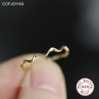 [Xixi ornaments] CCFJOYAS แหวนชุบ925เงินสเตอร์ลิงทอง14K ทรงคลื่นบางอเนกประสงค์แหวนหางผู้หญิงเครื่องประดับแฟชั่นแหวนสวมข้อนิ้ว