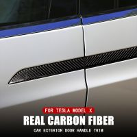 Haywood1 4pcs for Tesla X 2016-2020 Car Door Handle Stickers Trim Real Carbon Sticker tesla Cover Protector