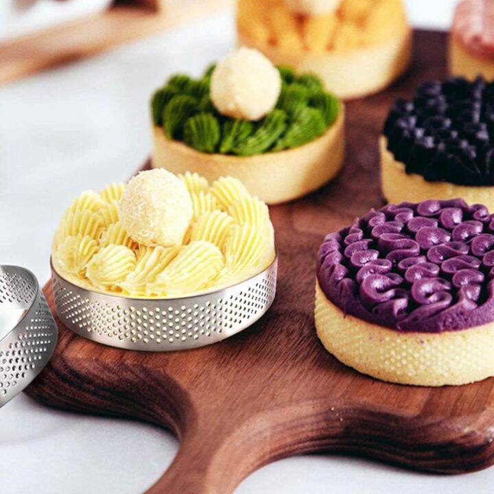 10pcs-circular-tart-rings-with-holes-stainless-steel-fruit-pie-quiches-cake-mousse-mold-kitchen-baking-mould