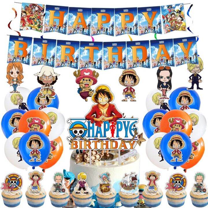 yf-one-piece-theme-luffy-disposable-tableware-decoration-set-banner-cake-topper-plate-straw-baby-birthday-party-needs-fy