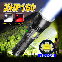 ใหม่ล่าสุด XHP160ไฟฉาย LED ไฟฉาย LED ที่มีประสิทธิภาพไฟฉายกันน้ำ USB ชาร์จใหม่ได้18650โคมไฟแบบพกพา Zooming Camping Light