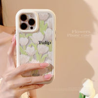 Apple เคสไอโฟน15/14/13/12/11/X/xs/xr ภาพสีน้ำมันลายดอกทิวลิป14 Plus วัสดุอะคริลิคเคสโทรศัพท์มือถือ15 Pro Max ป้องกันการตกเปลือกแข็ง13 Mini เคส