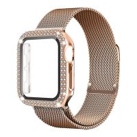 Milanese strap+Diamond Case For Apple watch Band 49mm45 41mm40 44mm Stainless Steel Bracelet For iwatch series 8 Ultra 7 se 6 53 Straps