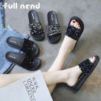 【CC】♀✒▤  Fashion Slippers Thick Platform Indoor Sequin Soft Anti-slip Floor Slides Ladies Shoes