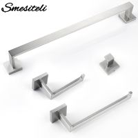 ✒▫ Bathroom Hardware Set Brushed Steel Robe Hook Towel Rail Bar Shelf Tissue Paper Holder Toothbrush Holder Bathroom Accessories