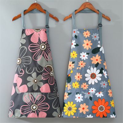 Cute Flower Kitchen Household Oil-Proof Cooking Apron For Women Children Men Kitchen Waterproof Adult Coffee Baking Accessories Aprons