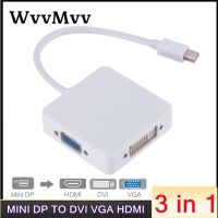 3 In 1 Thunderbolt Port Tampilan Mini MINI DP Jantan Ke HDMI DVI VGA Kabel Konverter Adaptor Betina untuk Apple MacBook Air Pro MDP