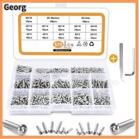 GEORG 570PCS 4/5/6/8/10/12/14/16/18/20/25มม. ชุดน็อตและสลักเกลียว M3 เหล็กไร้สนิม สกรูสำหรับเครื่องจักร สลักเกลียวเมตริก สกรูหัวจมหกเหลี่ยม เครื่องใช้ในครัวเรือนและเชิงพาณิชย์