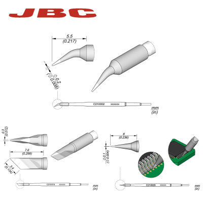 Original JBC C210-020 C210-002การประสานเตารีดเคล็ดลับสำหรับ T210-A ปากกาบัดกรี CD-2SE สถานีบัดกรีเครื่องมือซ่อมแซมการเชื่อม